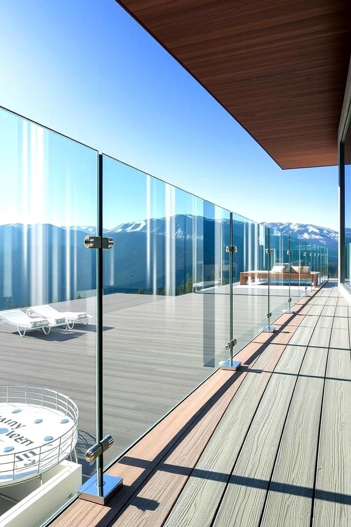 Modern glass panel railing exterior